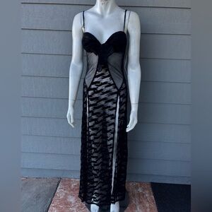 Hera Collection Elegant Black Mesh Gown